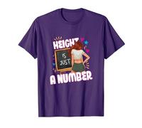 Height is Just a Number Funny Quote Short Girl Attitude T-Shirt, Men, Purple, Small