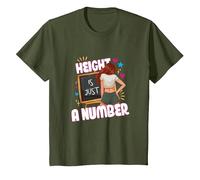 Height is Just a Number Funny Quote Short Girl Attitude T-Shirt, Youth, Olive Green, Medium