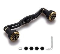 HEIGHTEN 110mm/120mm Fishing Reel Handle for Shimano Daiwa Abu Garcia Penn Kastking Lew's Baitcasting Reel Power Crank Accessory (Black & Gold, 110mm Carbon Handle 24mm TPE Knob) (0652)