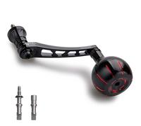 HEIGHTEN 65-70mm Spinning Reel Handle for Shimano Stradic FL FM Stella Vanford Vanquish Nasci Twinpower Daiwa Fuego BG MQ Ballistic Certate Luvias Tatula (Black & Red, 42mm Knob & 65/70mm Handle)1130
