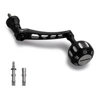 HEIGHTEN 65-70mm Spinning Reel Handle for Shimano Stradic FL FM Stella Vanford Vanquish Nasci Twinpower Daiwa Fuego BG Ballistic Certate Luvias Tatula (Black & Silver, 35mm Knob & 65/70mm Handle) 0503