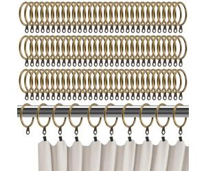 HEIHAK 100 PCS Antique Bronze Curtain Rings, 38mm Internal Diameter Metal Brass Curtain Pole Rings, Heavy Duty Hanging Ring for Shower Curtains, Window Rods