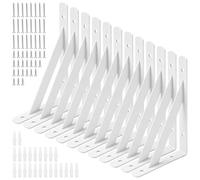 HEIHAK 12 Pack Shelf Bracket Heavy Duty, 6 Inch White Triangle Shelving Brackets Wall Mounted, Right Angle Shelf Brackets for Show Shelves, Kitchen, Bedroom
