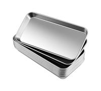 HEIHAK 12 PCS Metal Laboratory Supplies Trays, Stainless Steel Medical Tray Rectangular Small Instrument Tray for Dental Tool Instrument Storage, Bathroom Organize, Kitchen Tool Trays 22.5x11.7x2cm