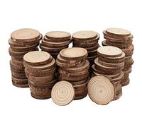 HEIHAK 120 Pieces 4-5cm Natural Wood Slices, Unfinished Wood Slices with Bark, Round Wooden Log Discs Wooden Circles for DIY Crafts Home Decorations Christmas Ornaments