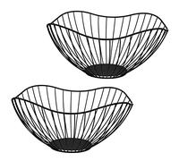 HEIHAK 2 PCS Black Wire Fruit Bowl, Metal Wire Fruit Basket for Snack, Vegetable, Kitchen Countertop Decoration