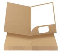 HEIHAK 25 Pcs A4 Kraft Paper File Folder with Cards Slot Pockets, Square Cut Folders A4 Cardboard Folder Presentation Paper Organizer Pouch for Office Home Meeting File Document