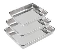 HEIHAK 3 Baking Tray Set of, 3 Sizes Stainless Steel Baking Pan Baking Tray for Pizza, Cake, Meats and Salad, 35 x 30 cm / 30 x 25 cm / 25 x 20 cm