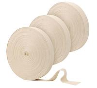 HEIHAK 3 Roll 30 mm x 50 m Natural Cotton Twill Tape, Twill Webbing Tape Binding Tape for Sewing, Home Decoration and DIY Project