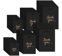 HEIHAK 300 PCS 3 Sizes Thank You Merchandise Bags Bulk, Plastic Shopping Bags with Handles for Retail Stores, Boutique and Party Favor Packaging (Black)