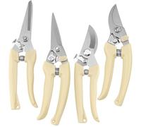HEIHAK 4 Pack Garden Cutter Clippers, Pruning Scissors Plant Cutter with Locking, Straight and Curved Blades Garden Secateurs Set, Garden Pruning for Branches, Flowers, Fruits Picking