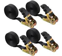 HEIHAK 4 Pack Ratchet Tie Down Straps, 6M x 25mm Adjustable Ratchet Straps Roof Rack Straps, Black Tensioning Belts Heavy Duty Lashing Straps for Trucks, Motorbikes, Securing Cargo, Luggage