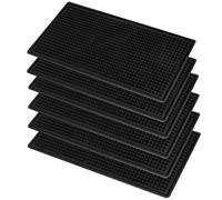 HEIHAK 6 Pack Rubber Bar Mats, 30x15 cm Black Spill Bar Mats, Non-Slip Service Mat for Coffee, Bar, Kitchen, Restaurant, Countertops