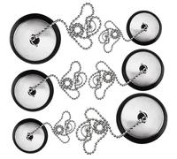 HEIHAK 6 Pcs Black Bath Plug, Universal Sink Plug with Metal Ball Chain, Rubber Drain Stopper replacement for Kitchen, Bathroom Bathtub, Laundry 40mm / 43mm / 50mm Drain
