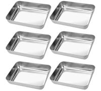 HEIHAK 6 PCS Stainless Steel Baking Tray, 25.5x19.5x5.8cm Rectangle Deep Cake Tins, Multifunctional Baking Containers for Cakes Breads Pizzas