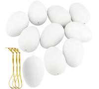 HEIHAK 60 PCS White Plastic Eggs, 4 x 6cm Plastic Easter Eggs Hanging Ornament Blank Painting Easter Egg to Decorate for Crafts, Egg Hunt, Party, DIY, Gifts