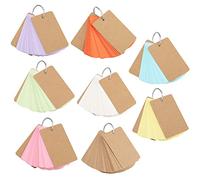 HEIHAK 8 Pack Flash Cards Cards with Rings, 400 Pcs Blank Revision Cards, Kraft Paper Study Card for Memory, Learning, Note, DIY (50 Sheets in 8 Colors per Set)