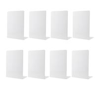 HEIHAK 8 Pack White Metal Bookends, L Shape Bookends for Shelves, Bookend Holder with Non-Slip Pads Bookend Shelf for Home, Office and Library 7.6 x 5.3 inch