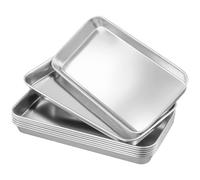 HEIHAK 8 PCS Metal Medical Trays, Stainless Steel Dental Tray Rectangular Small Lab Supplies Tray for Dental Tool Instrument Storage, Bathroom Organize, Kitchen Tool Trays 22.5x11.7x2cm