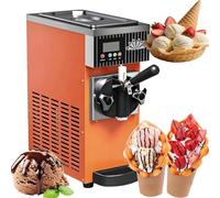 HEIHEIZI 450W Single Flavor Soft Serve Ice Cream Machine, Commercial Ice Cream Maker Machine, 4-5L/H, One-Click Cleaning, For Restaurant, Snack Shop, And Bar StainlessSteel Orange