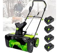 HEIHEIZI Electric Snow Shovel, 50cm/20” Corded Snow Blower, 20 X 10 Inch Clearing Path and 25 Feet Throwing Distance, with Led Headlights, Fast Charger, Small Snow Removal Equipment 4 batteries