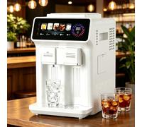 HEIHEIZI Ice/Smoothie/Ice Water Maker (3-in-1), 33 lbs/24H Ice Production, 2.2lbs Storage Bin, 12 Cubes per Cycle, Stainless Steel Countertop Design with LED Display, for Home Bar Restaurant White