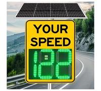 HEIHEIZI Radar Feedback Sign, Solar Speed Limit Sign, Reflective Aluminum Radar Feedback Sign, LED Traffic Speed Display, Up to 660 LED beads for Speed Warning on Private Roads 60x90cm/24″x35″-黄色