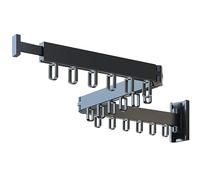 HEILAIYI Clothes Drying Rack Indoor,Laundry Drying Rack,Wall Mounted Clothes Rack,Laundry Rack Wall Mount,Folding Retractable Collapsible Drying Rack Clothing (Three-Poles,Loop Shape Hooks)