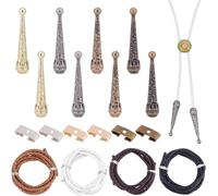 Heilanole Bolo Tie Making Kit, Bolo Tie Tips Replacement End Caps Kit Rectangle Bolo Tie for Bolo Tie Making