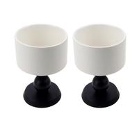 Heilanole Ceramic Dessert Bowls Retro Ceramic Goblet French Ice Cream Cup Pudding Dessert Bowl Elegant Design for Parties Black