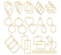 Heilanole Open Bezel with 100 Jump Rings, Gold Heart Star Moon Hollow Frame Pendant Mold Kit for Resin Casting, DIY