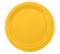 Heilanole Paper Plate Macarons Pure Color Series Fruit Cake Picnic Dessert 9-Inch Plate Bright Yellow