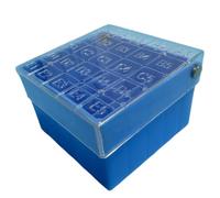 Heilanole Tube Box for Sample Storage, Flip Lid, 25 Cell Capacity for 1.5-2.0ml Tubes, Blue, 1 Piece