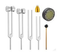Heilanole Tuning Forks for Healing, Aluminum Alloy Tuning Fork 128Hz, 136.1Hz, 256Hz, 384Hz, Hockey Puck Activator & Gem feet