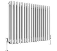 Heilmetz 3 Cast Iron Column Radiator White, 600 x 830mm Cast Iron Style Horizontal Radiator Triple Column Radiator Traditional Central Heating Radiator