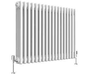 Heilmetz 3 Cast Iron Column Radiator White, 600 x 830mm Cast Iron Style Horizontal Radiator Triple Column Radiator Traditional Central Heating Radiator