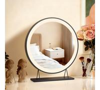 Heilmetz Hollywood Vanity Mirror ф40 cm Dressing Table Mirrors with Lights, Light up Mirror Makeup Mirror Make up Mirrors with Lighting with 3 Color Temperature, Black Round