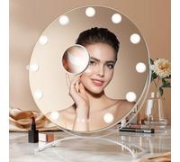 Heilmetz Hollywood Vanity Mirror with Lights 50cm Round, 11 LED Bulbs White | 3 Colour Modes, Dimmable, 360° Rotatable, 7x Magnifying Mirror, Touch Control, Memory Function, Light Up Makeup Mirror