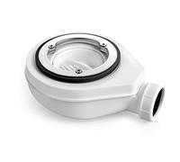 Heilmetz Shower Tray Siphon 90 mm, Drain Fitting with Siphon for Shower Cubicles, Shower Drain with Odour Trap and Hair Strainer, Outlet Diameter 40/50 mm