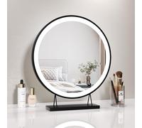 Heilmetz Vanity Mirror with LED Lights, Hollywood Vanity Mirrors Lighted Makeup Mirror with 3 Light Modes,Touch Control, Plug-in with 1.5m Power Cord, Round 40 cm Black Dressing Table Mirror