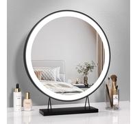 Heilmetz Vanity Mirror with LED Lights, Hollywood Vanity Mirrors Lighted Makeup Mirror with 3 Light Modes,Touch Control, Plug-in with 1.5m Power Cord, Round 48 cm Black Dressing Table Mirror