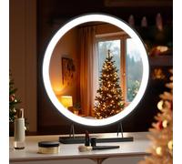 Heilmetz Vanity Mirror with Lights, Hollywood Mirror Dressing Table, Light up Mirror with Dimmable Light 3 Colours, Round Black Mirrors ф48 cm
