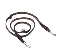 Heim Plaited Leather Double Dog Lead - Brown - 220cm