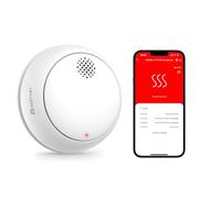 Heiman Smart Smoke Detector with 10 Year Service Life, Wi-Fi Fire Alarm with Replaceable Lithium Battery, DIN EN14604, 85 dB Alarm, Mute Button, White