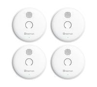 HEIMAN Smoke Detector, Radio Networkable, Wireless Smoke Detector Max. 40 Networkable Fire Alarms, 85 dB, 10 Year Battery, EN14604, with Mute Switch (Model 2SA-4 Piece)