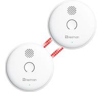HEIMAN Smoke Detector, Radio Networkable, Wireless Smoke Detector Max. 40 Networkable Fire Alarms, 85 dB, 10 Year Battery, EN14604, with Mute Switch (Model 2SA-2 Piece)