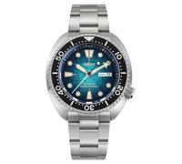 Heimdallr 44mm Stainless Steel Mens Automatic Watch, 200 Meter Water Resistant Mechanical Wrist Watch，Turtle Dial, Green Turtle Dial-Stainless Steel Bracelet