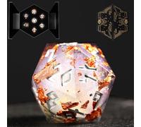 HEIMDALLR Liquid Core Dice Set with First Ever LED Display Case - 7-PC Hand-Painted Sharp Edge DND Dice Set with Gift Dice Box - Resin Dungeons and Dragons Dice Set (D&D Dice Set) (Gilded Shadow)