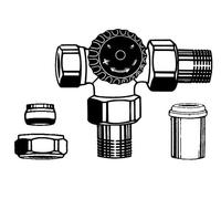 Heimeier Th. Three-Way Valve Base With Screw Nipple, Right Connection, Vern.