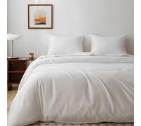 HeimenAogo Egyptian Cotton Duvet Cover King Size Sateen Weave, Silky Soft and Breathable Bedding Set with Zipper Closure, Long Staple Cotton Bed Linen Pure White 3Pcs (104"×90")